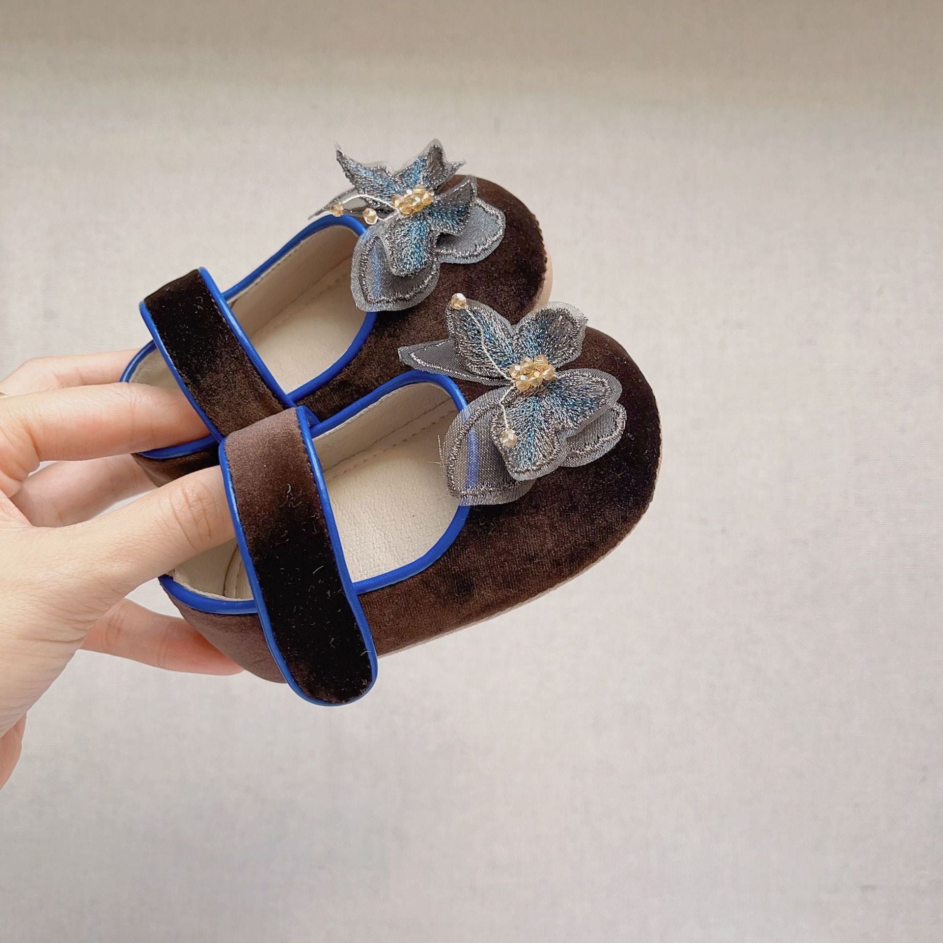 Autumn Baby Girl Tulle Butterfly Attached Toddler Soft-Sole Anti-slip Walking Shoes-2